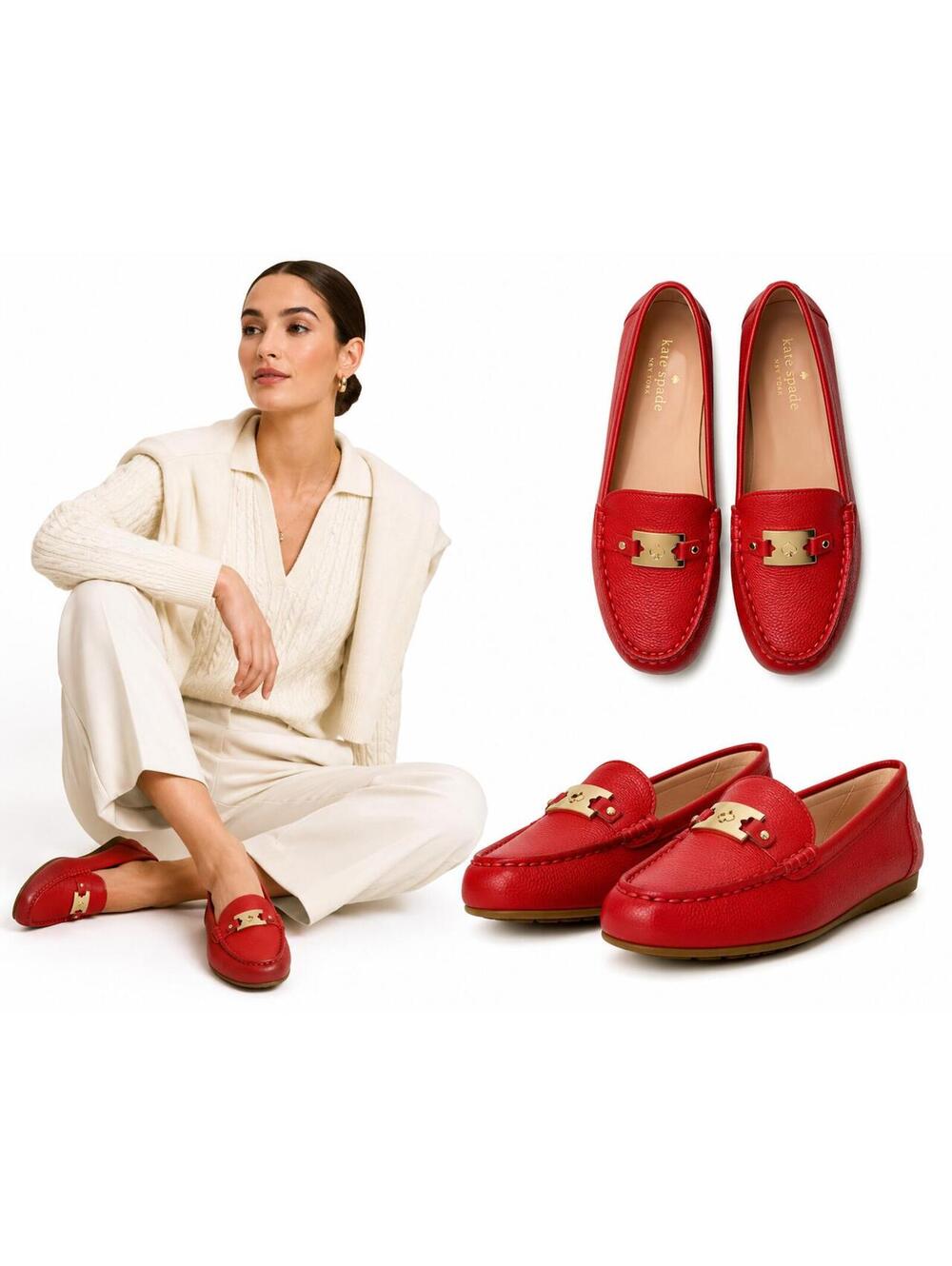 Kate Spade New York Carmen Pebbled Leather Driving Loafers Flats